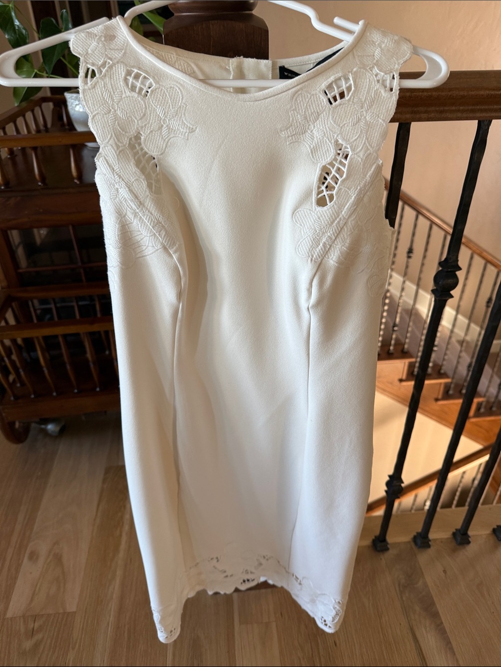 White House Black Market White Lace-Trim Sleeveless Sheath Dress